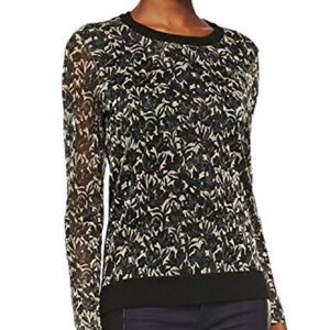 Tory Burch Metallic Print Crewneck Sweater